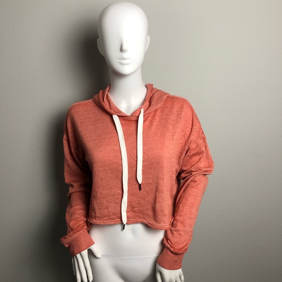 Cropped Hoodie Pullover Forever 21 Salmon Color - Picture 2 of 8